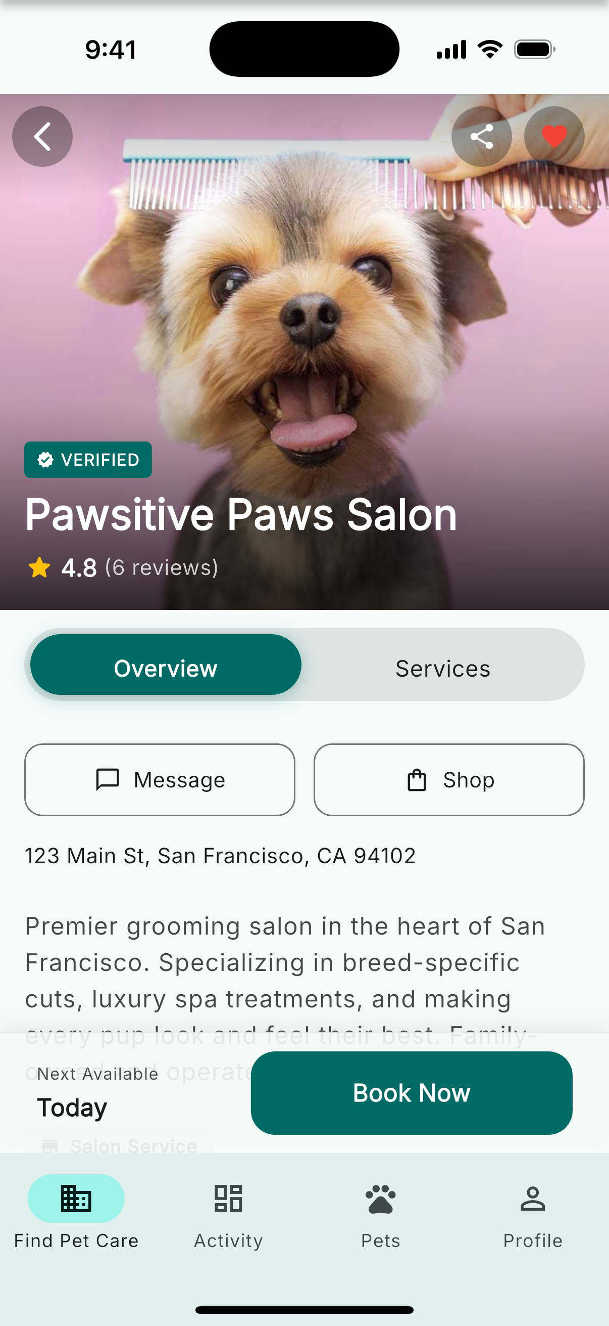 Book pet services instantly