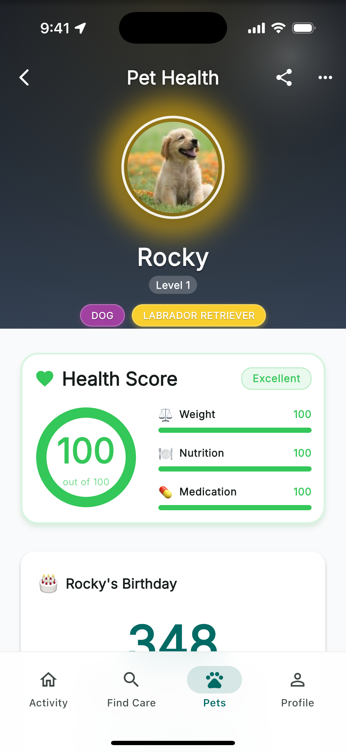Pet Health Score - Track Weight, Nutrition & Medications